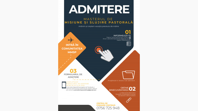 Admiterea la Masterul Profesional de Misiune și Slujire Pastorală (2021)